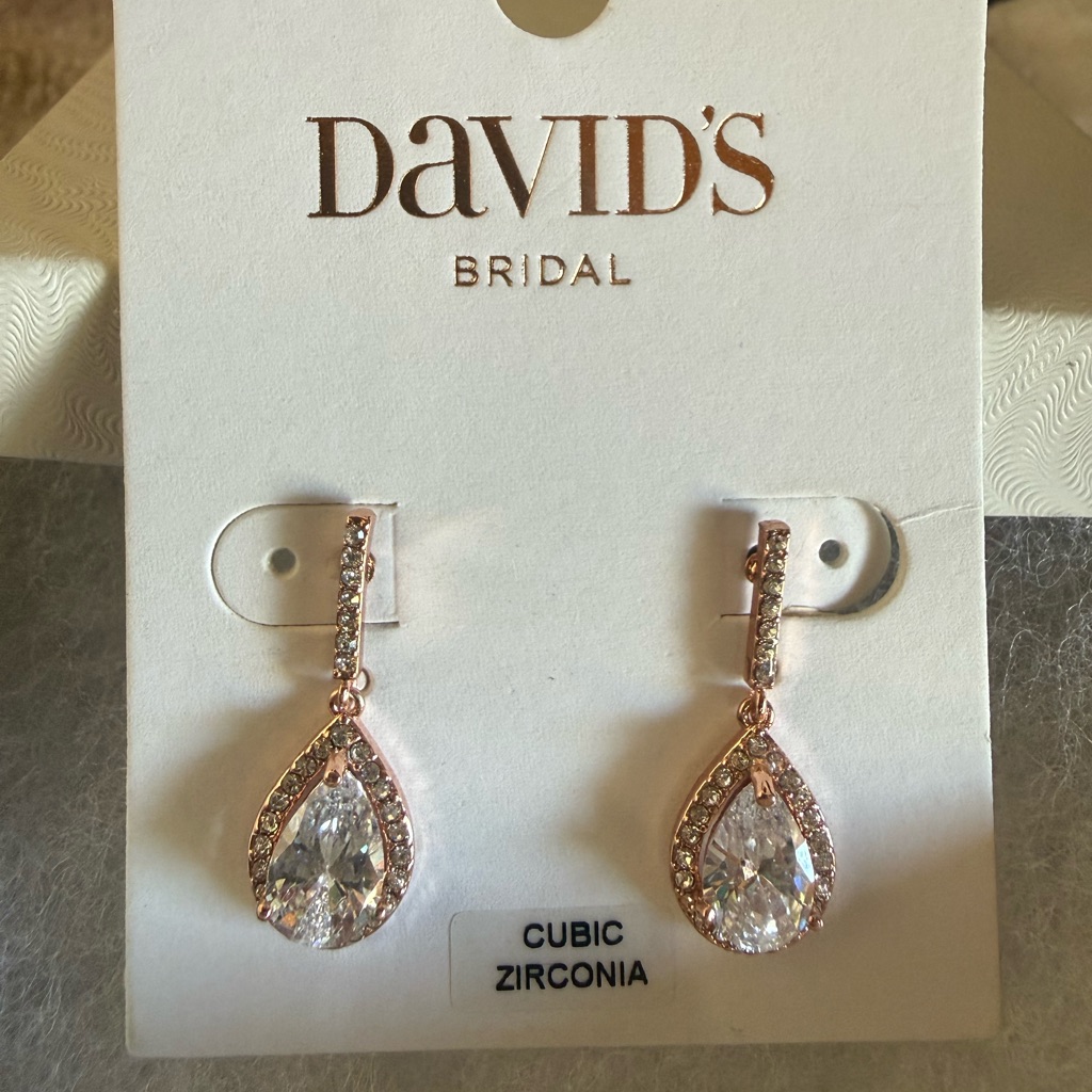 Davids Bridal Rosegold Color Cubic Zirconia Earrings